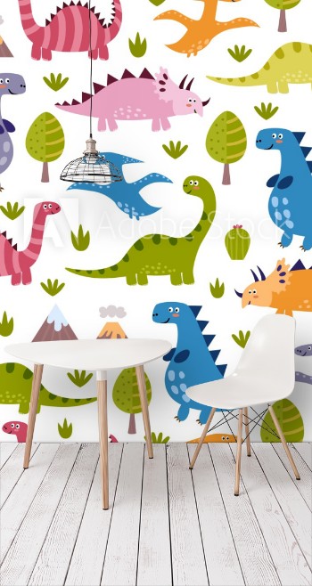 Picture of Cute dinosaurs seamless pattern